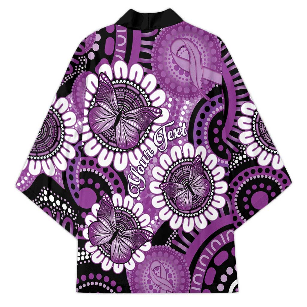 Australia Indigenous Butterflies Personalised Kimono Lupus Awareness Purple Ribbon Aboriginal Art