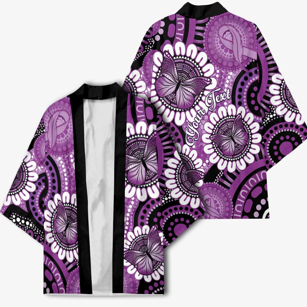 Australia Indigenous Butterflies Personalised Kimono Lupus Awareness Purple Ribbon Aboriginal Art