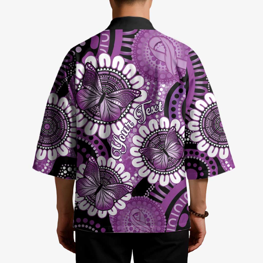 Australia Indigenous Butterflies Personalised Kimono Lupus Awareness Purple Ribbon Aboriginal Art