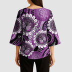 Australia Indigenous Butterflies Personalised Kimono Sleeve Blouse Lupus Awareness Purple Ribbon Aboriginal Art