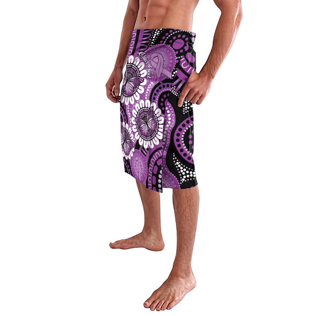 Australia Indigenous Butterflies Personalised Lavalava Lupus Awareness Purple Ribbon Aboriginal Art
