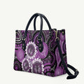 Australia Indigenous Butterflies Personalised Leather Bag Lupus Awareness Purple Ribbon Aboriginal Art