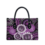 Australia Indigenous Butterflies Personalised Leather Bag Lupus Awareness Purple Ribbon Aboriginal Art