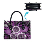 Australia Indigenous Butterflies Personalised Leather Bag Lupus Awareness Purple Ribbon Aboriginal Art