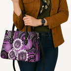 Australia Indigenous Butterflies Personalised Leather Bag Lupus Awareness Purple Ribbon Aboriginal Art