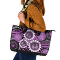 Australia Indigenous Butterflies Personalised Leather Tote Bag Lupus Awareness Purple Ribbon Aboriginal Art