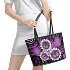 Australia Indigenous Butterflies Personalised Leather Tote Bag Lupus Awareness Purple Ribbon Aboriginal Art