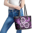 Australia Indigenous Butterflies Personalised Leather Tote Bag Lupus Awareness Purple Ribbon Aboriginal Art