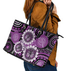 Australia Indigenous Butterflies Personalised Leather Tote Bag Lupus Awareness Purple Ribbon Aboriginal Art