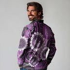 Australia Indigenous Butterflies Personalised Long Sleeve Polo Shirt Lupus Awareness Purple Ribbon Aboriginal Art