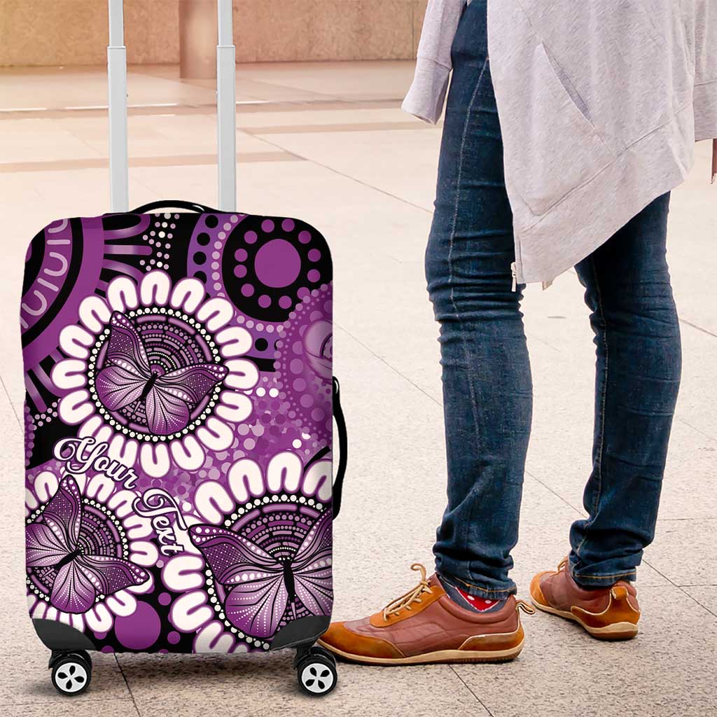 Australia Indigenous Butterflies Personalised Luggage Cover Lupus Awareness Purple Ribbon Aboriginal Art