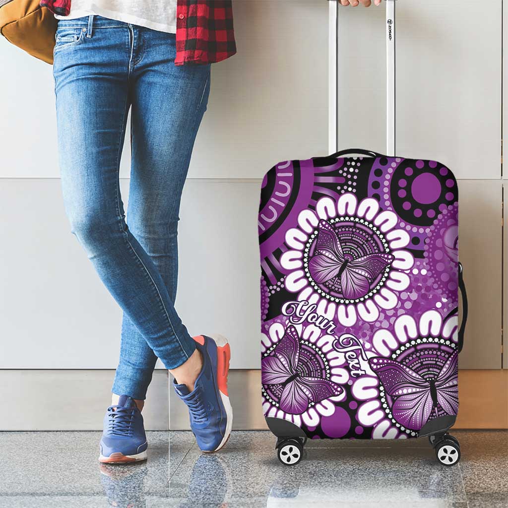 Australia Indigenous Butterflies Personalised Luggage Cover Lupus Awareness Purple Ribbon Aboriginal Art