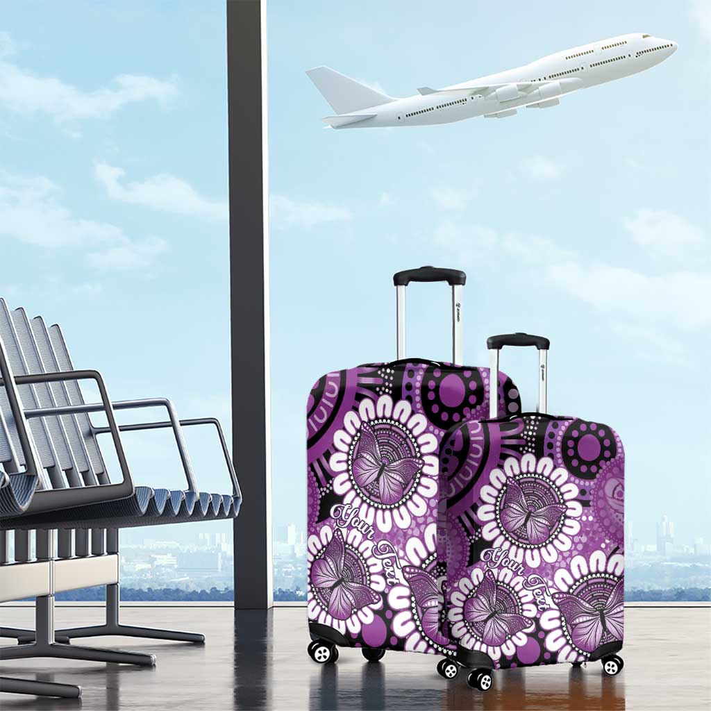 Australia Indigenous Butterflies Personalised Luggage Cover Lupus Awareness Purple Ribbon Aboriginal Art