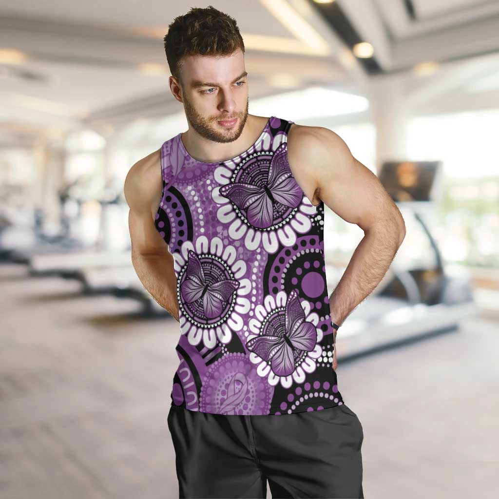 Australia Indigenous Butterflies Personalised Men Tank Top Lupus Awareness Purple Ribbon Aboriginal Art