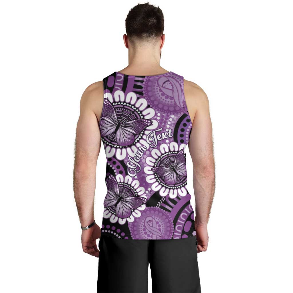 Australia Indigenous Butterflies Personalised Men Tank Top Lupus Awareness Purple Ribbon Aboriginal Art
