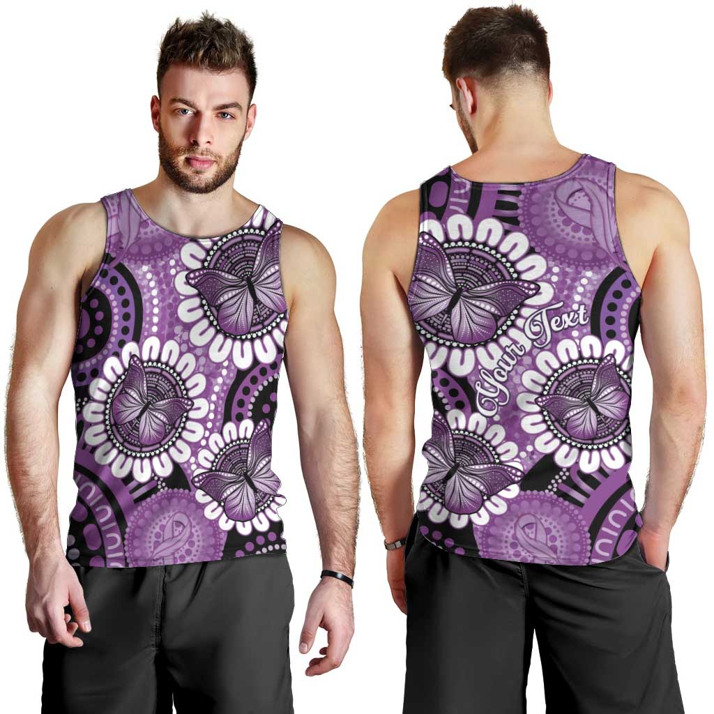Australia Indigenous Butterflies Personalised Men Tank Top Lupus Awareness Purple Ribbon Aboriginal Art