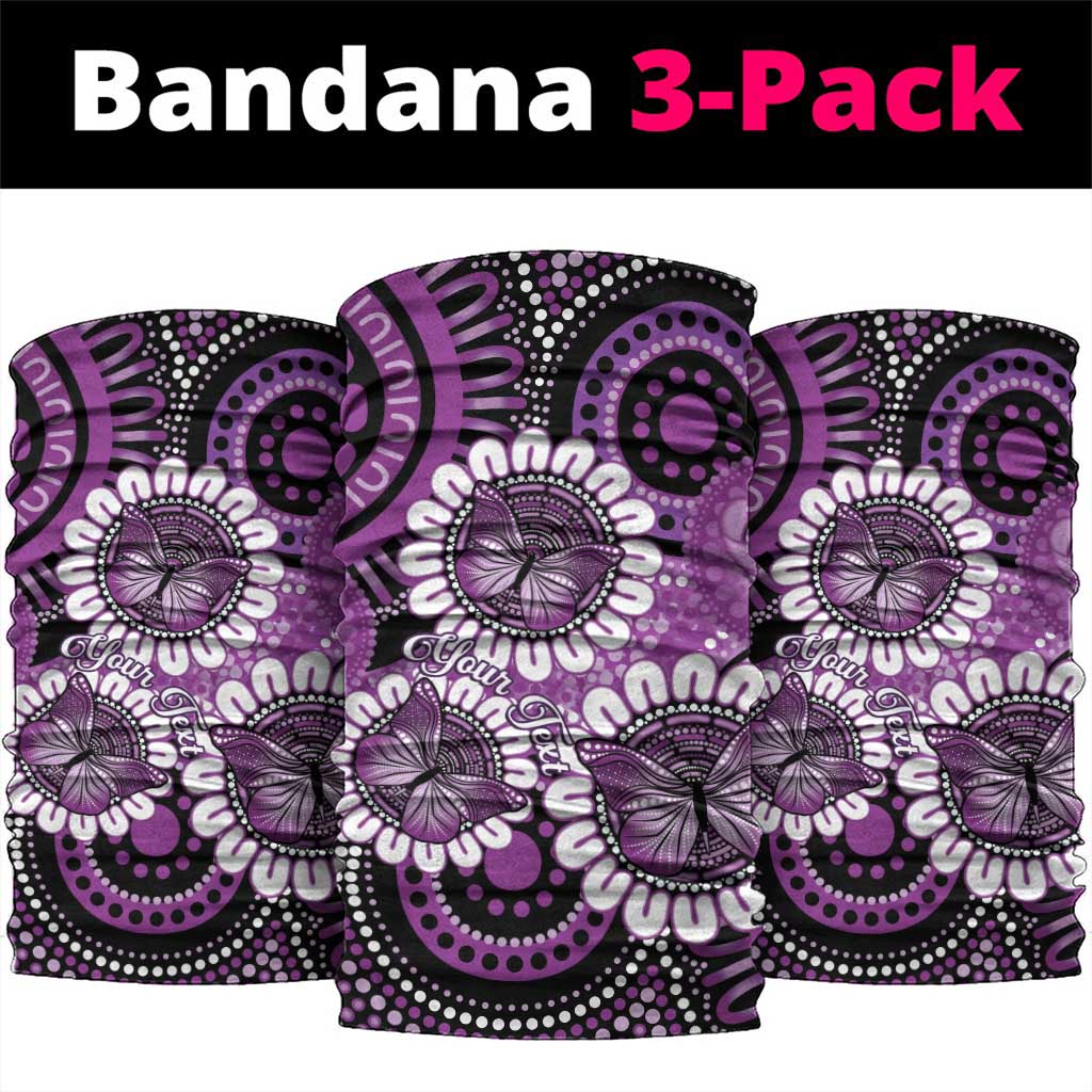 Australia Indigenous Butterflies Personalised Neck Gaiter Lupus Awareness Purple Ribbon Aboriginal Art