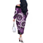 Australia Indigenous Butterflies Personalised Off The Shoulder Long Sleeve Dress Lupus Awareness Purple Ribbon Aboriginal Art