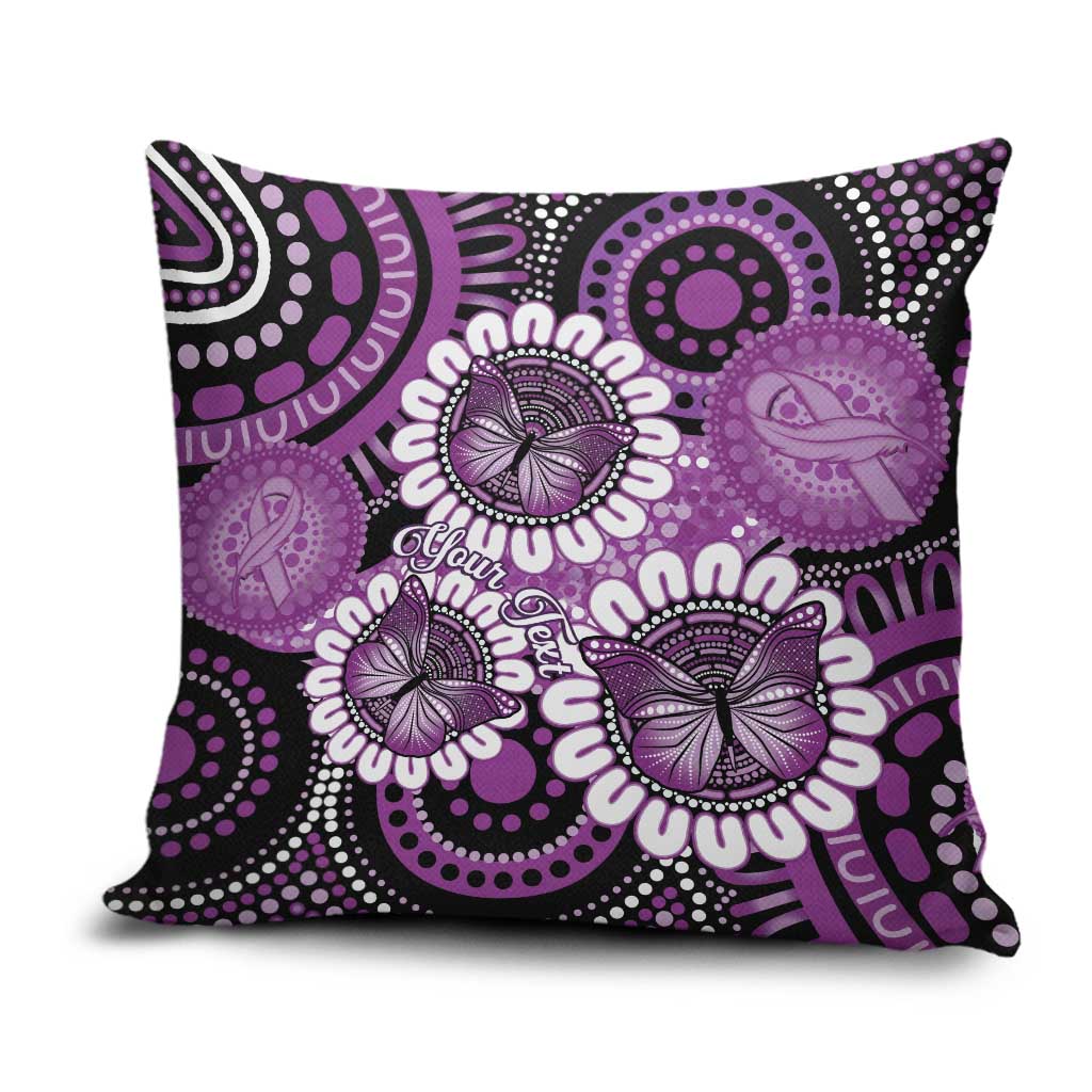 Australia Indigenous Butterflies Personalised Pillow Cover Lupus Awareness Purple Ribbon Aboriginal Art