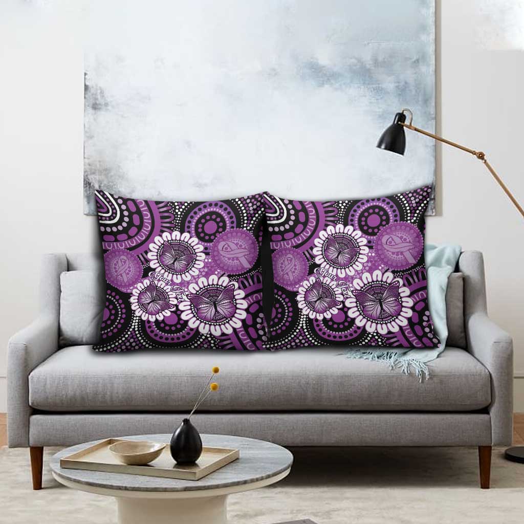 Australia Indigenous Butterflies Personalised Pillow Cover Lupus Awareness Purple Ribbon Aboriginal Art