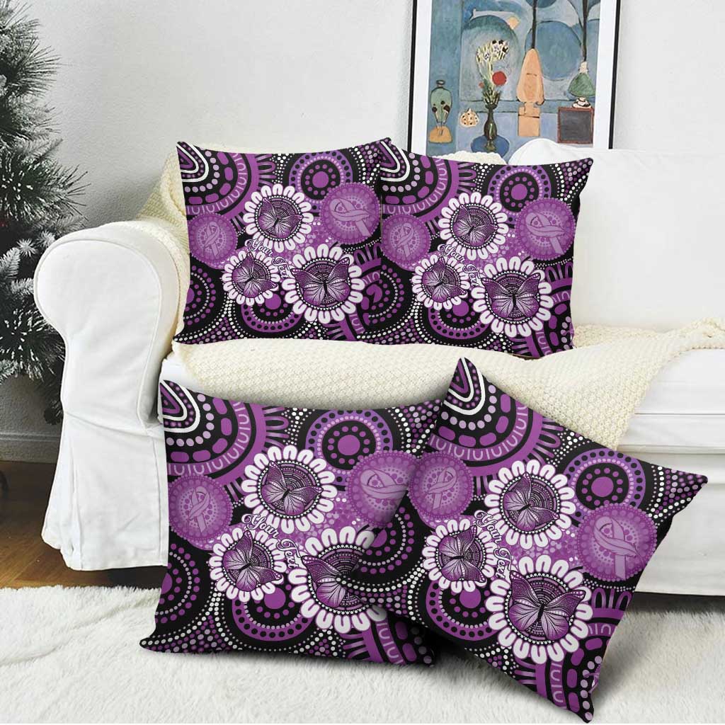 Australia Indigenous Butterflies Personalised Pillow Cover Lupus Awareness Purple Ribbon Aboriginal Art