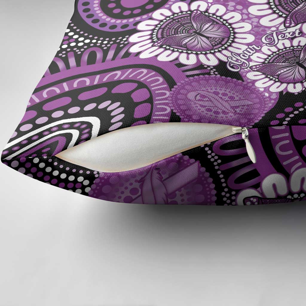 Australia Indigenous Butterflies Personalised Pillow Cover Lupus Awareness Purple Ribbon Aboriginal Art