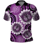 Australia Indigenous Butterflies Personalised Polo Shirt Lupus Awareness Purple Ribbon Aboriginal Art