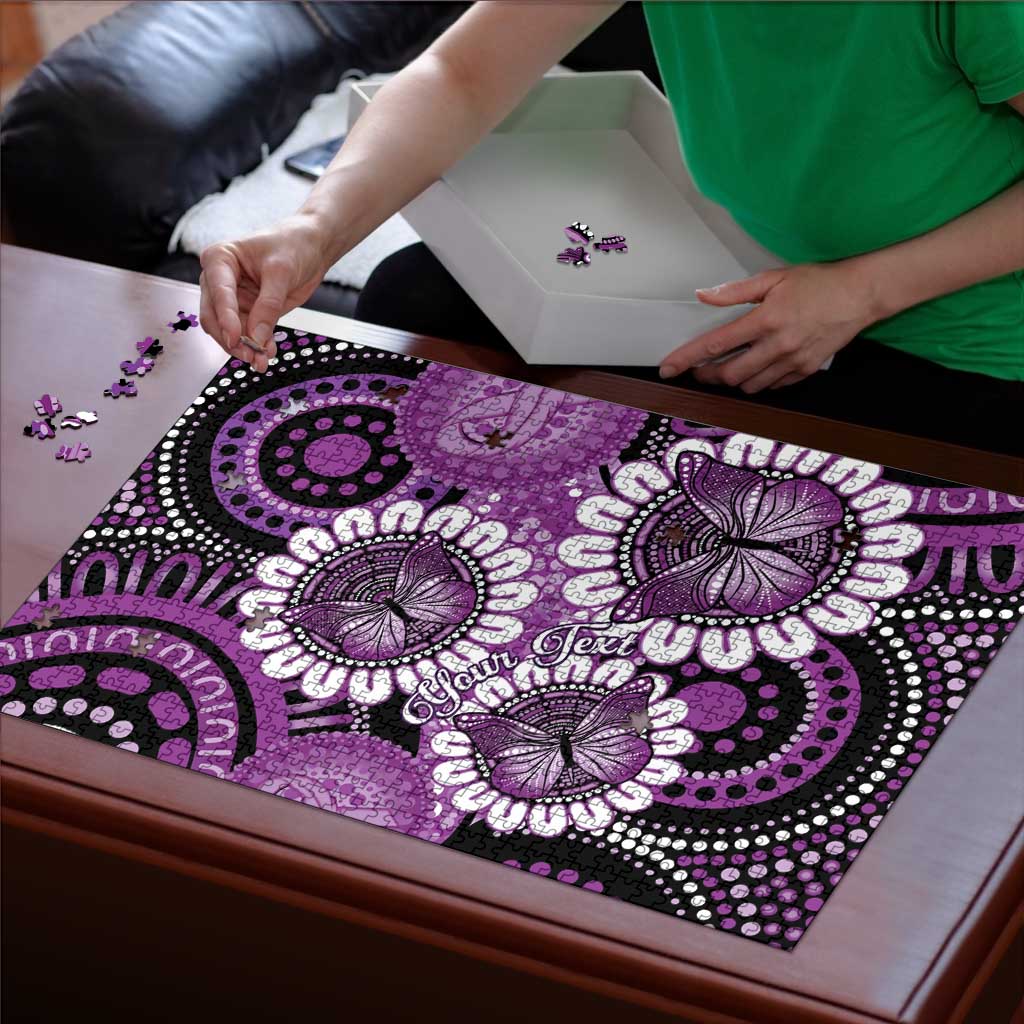 Australia Indigenous Butterflies Personalised Puzzle Lupus Awareness Purple Ribbon Aboriginal Art