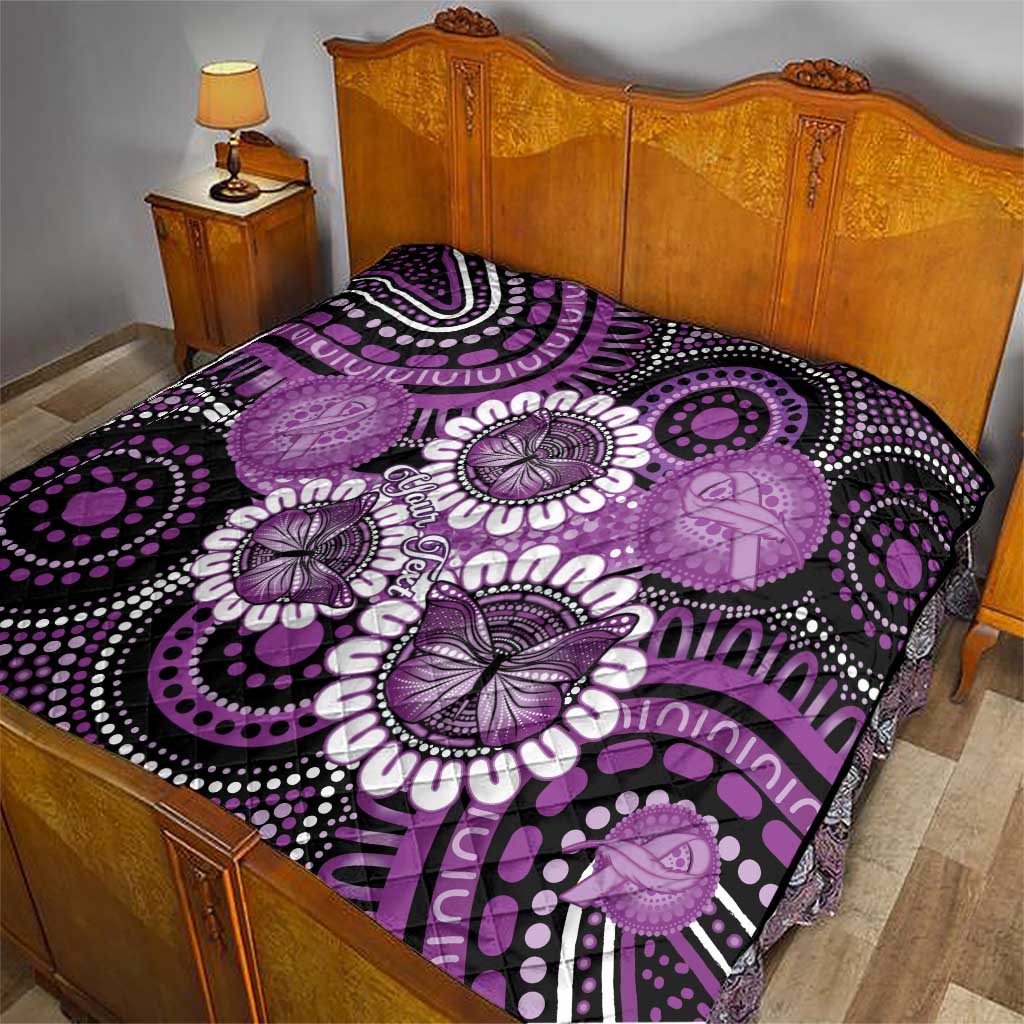 Australia Indigenous Butterflies Personalised Quilt Lupus Awareness Purple Ribbon Aboriginal Art