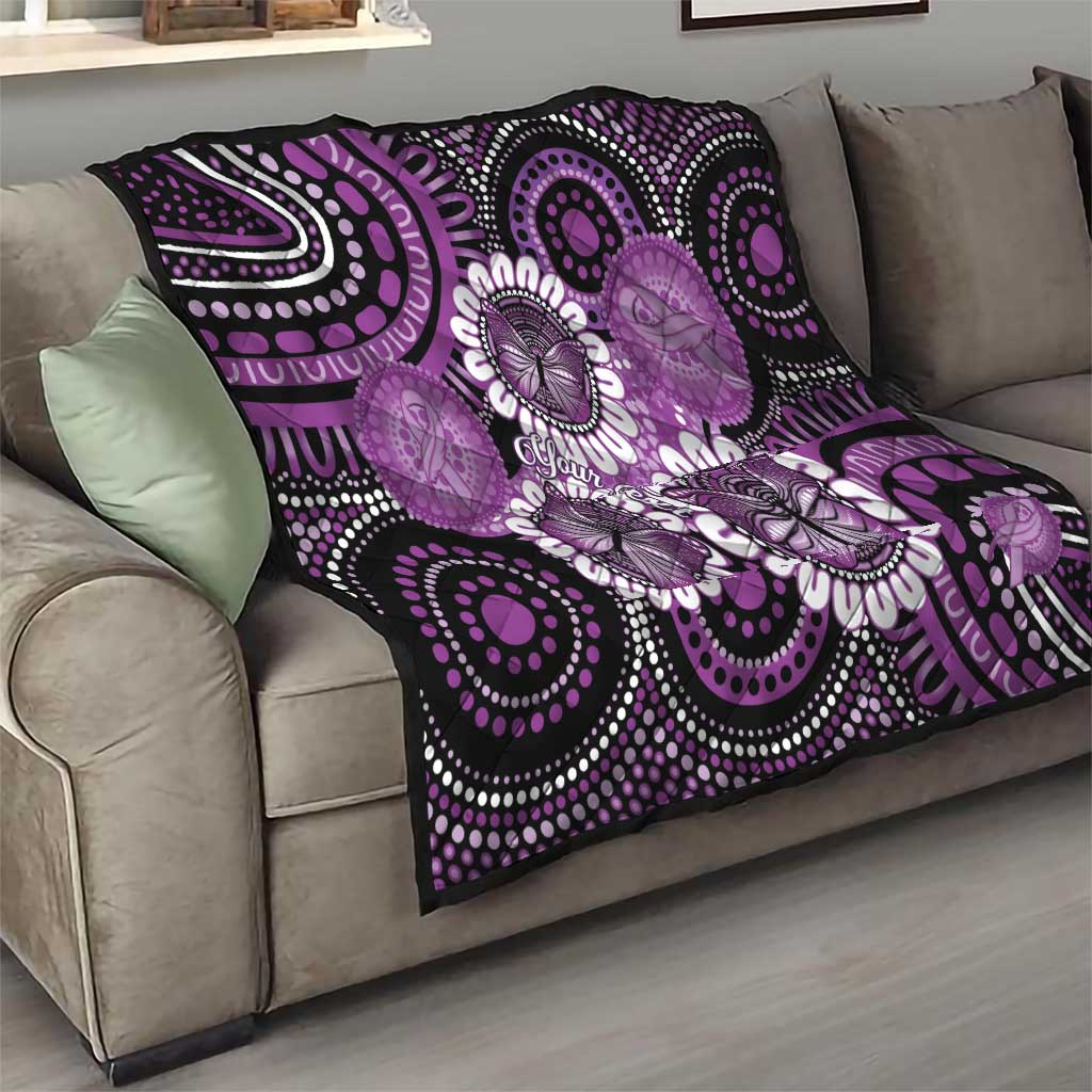 Australia Indigenous Butterflies Personalised Quilt Lupus Awareness Purple Ribbon Aboriginal Art