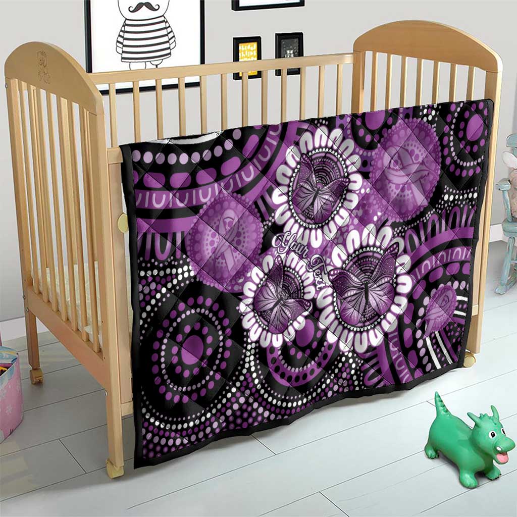 Australia Indigenous Butterflies Personalised Quilt Lupus Awareness Purple Ribbon Aboriginal Art