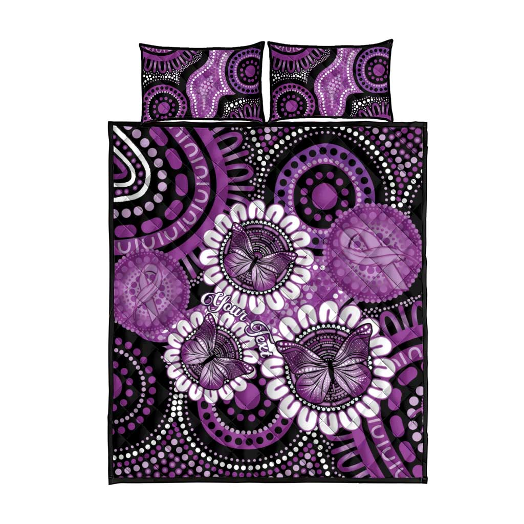 Australia Indigenous Butterflies Personalised Quilt Bed Set Lupus Awareness Purple Ribbon Aboriginal Art
