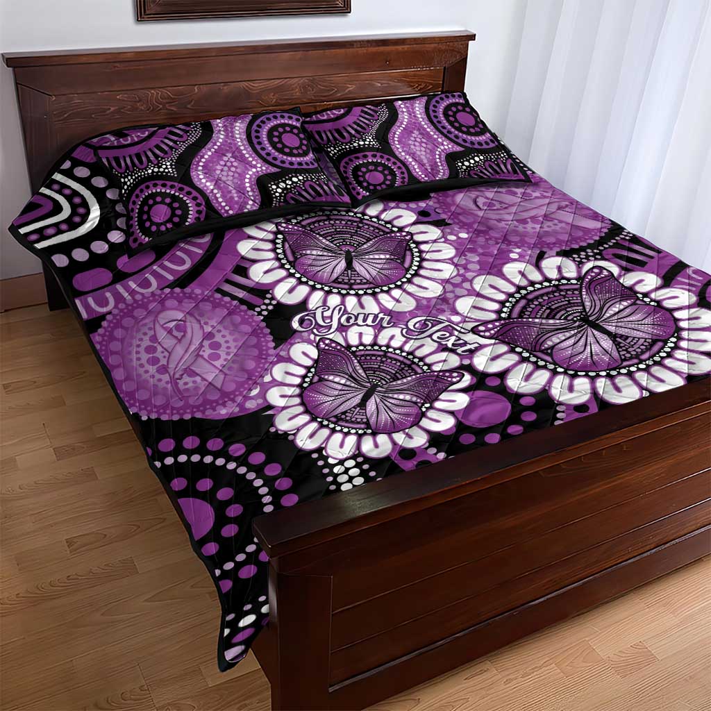Australia Indigenous Butterflies Personalised Quilt Bed Set Lupus Awareness Purple Ribbon Aboriginal Art