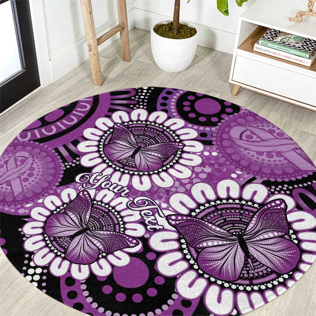 Australia Indigenous Butterflies Personalised Round Carpet Lupus Awareness Purple Ribbon Aboriginal Art