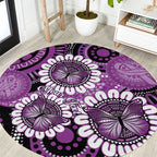 Australia Indigenous Butterflies Personalised Round Carpet Lupus Awareness Purple Ribbon Aboriginal Art
