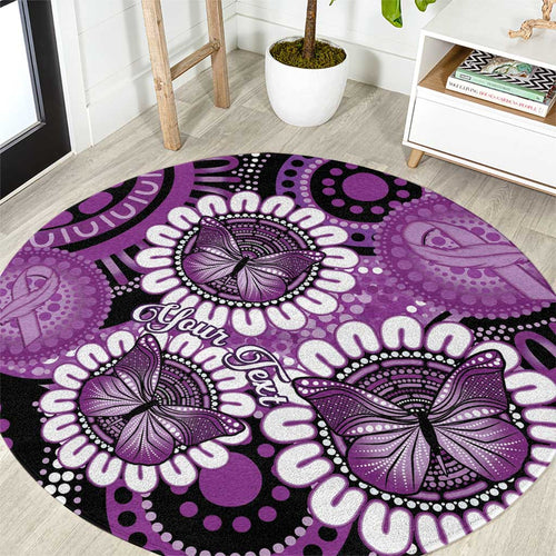 Australia Indigenous Butterflies Personalised Round Carpet Lupus Awareness Purple Ribbon Aboriginal Art