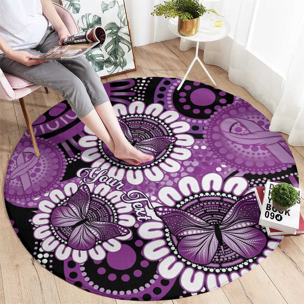 Australia Indigenous Butterflies Personalised Round Carpet Lupus Awareness Purple Ribbon Aboriginal Art
