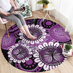 Australia Indigenous Butterflies Personalised Round Carpet Lupus Awareness Purple Ribbon Aboriginal Art