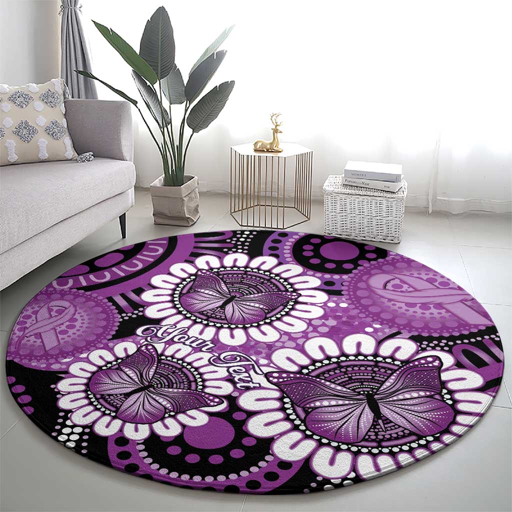 Australia Indigenous Butterflies Personalised Round Carpet Lupus Awareness Purple Ribbon Aboriginal Art