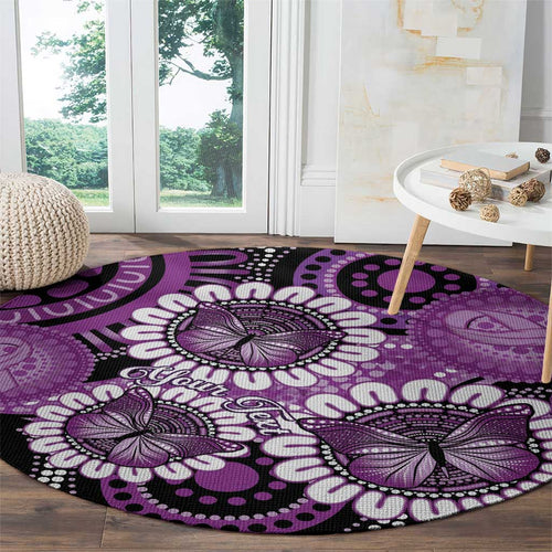 Australia Indigenous Butterflies Personalised Round Carpet Lupus Awareness Purple Ribbon Aboriginal Art