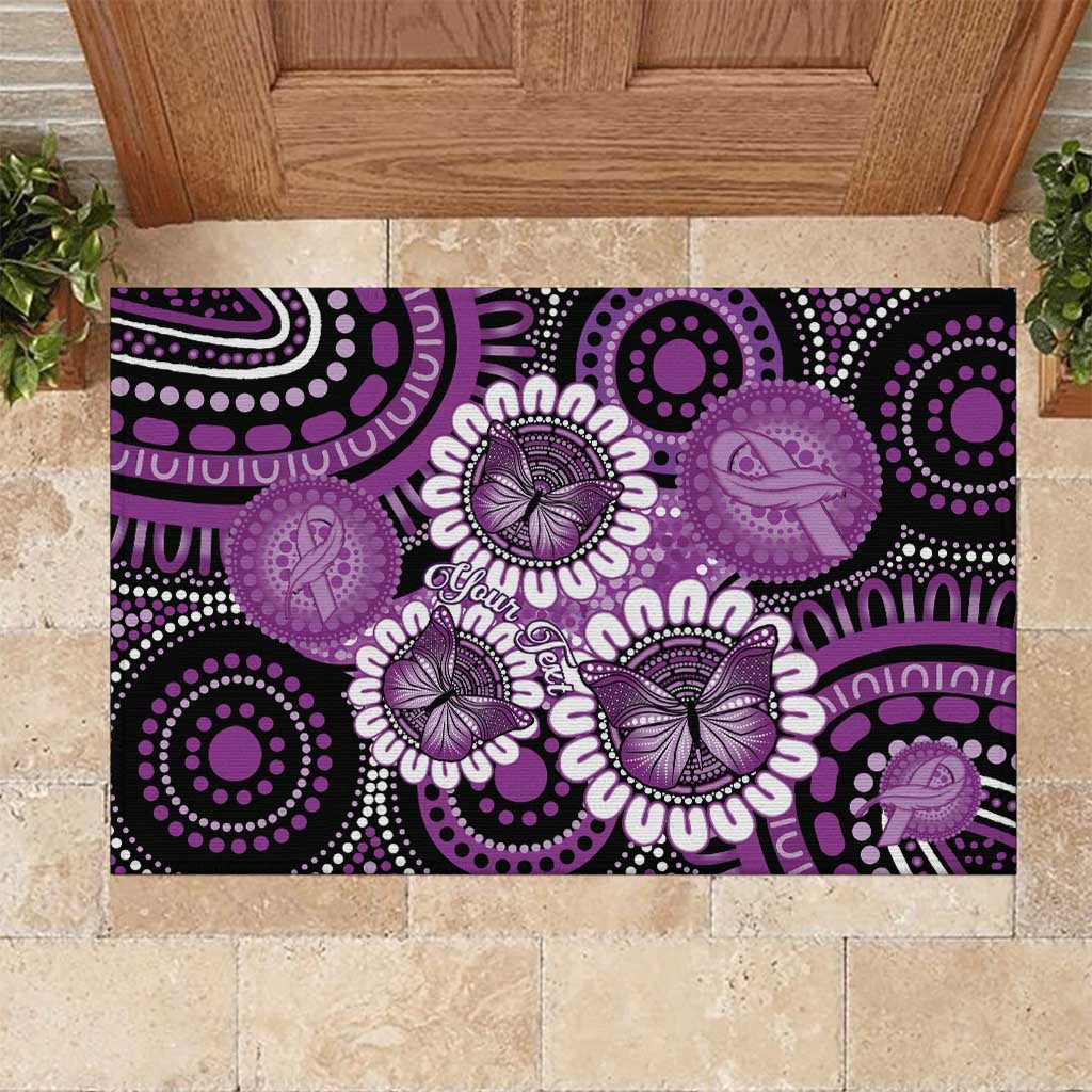 Australia Indigenous Butterflies Personalised Rubber Doormat Lupus Awareness Purple Ribbon Aboriginal Art