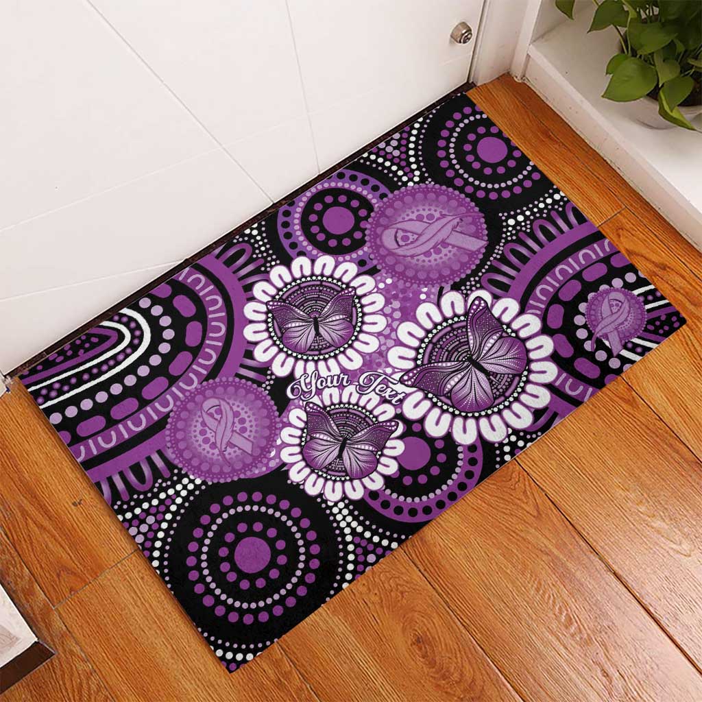 Australia Indigenous Butterflies Personalised Rubber Doormat Lupus Awareness Purple Ribbon Aboriginal Art