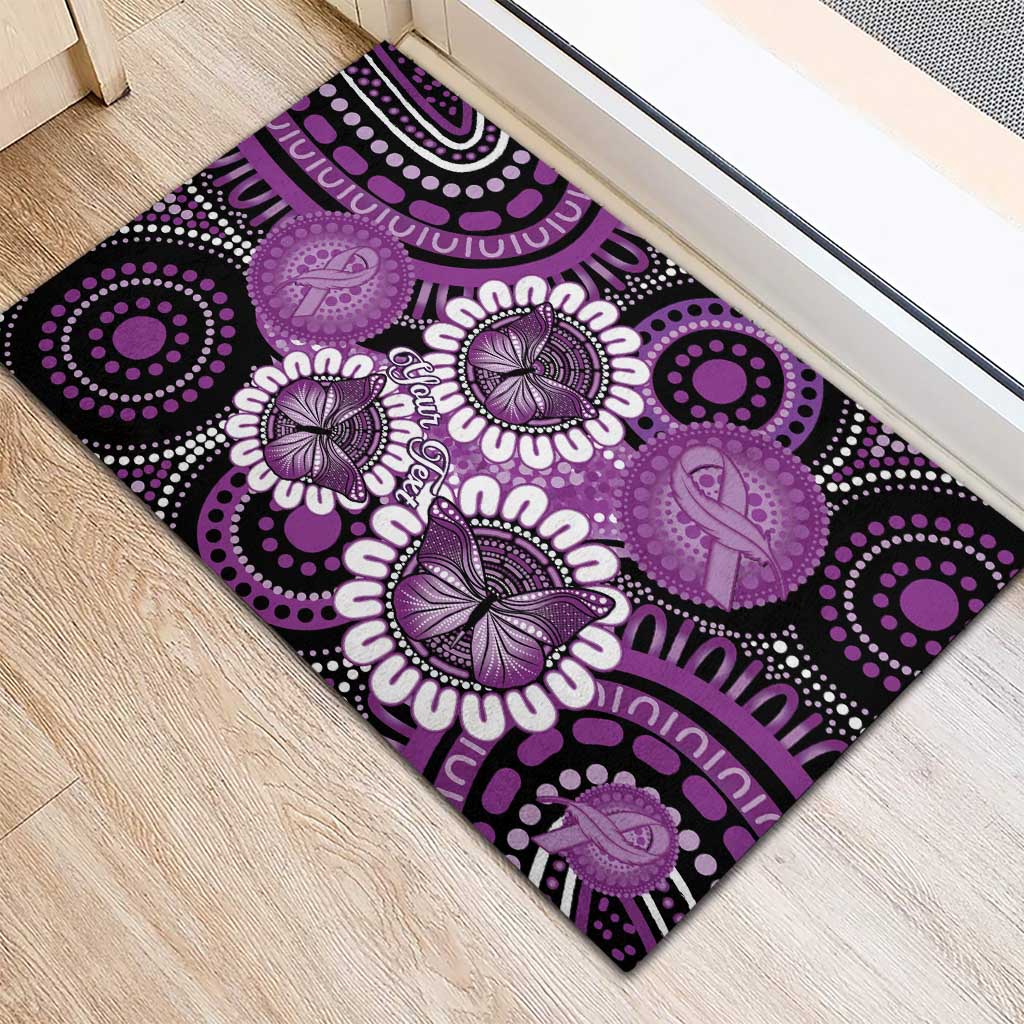 Australia Indigenous Butterflies Personalised Rubber Doormat Lupus Awareness Purple Ribbon Aboriginal Art