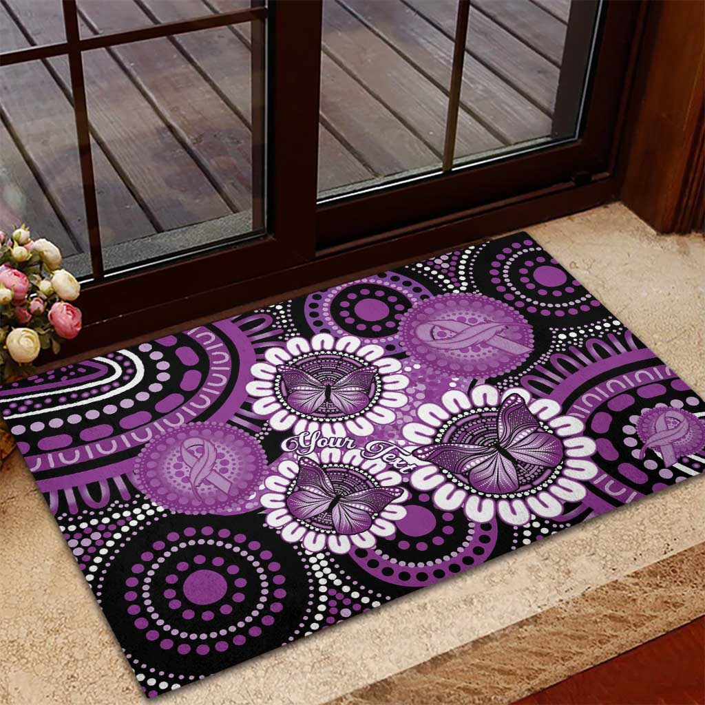 Australia Indigenous Butterflies Personalised Rubber Doormat Lupus Awareness Purple Ribbon Aboriginal Art