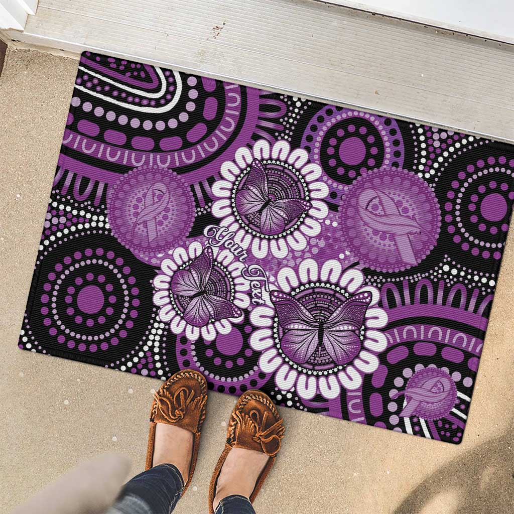 Australia Indigenous Butterflies Personalised Rubber Doormat Lupus Awareness Purple Ribbon Aboriginal Art