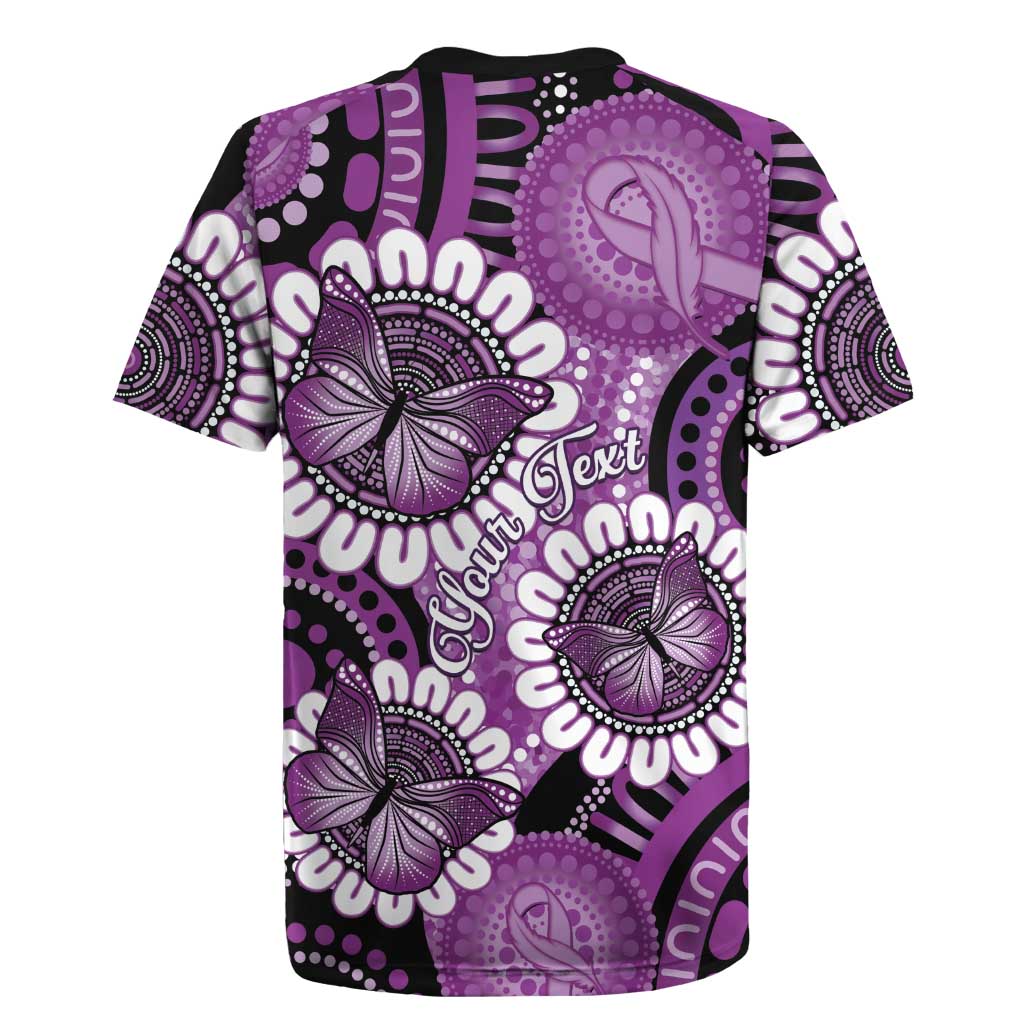 Australia Indigenous Butterflies Personalised Rugby Jersey Lupus Awareness Purple Ribbon Aboriginal Art