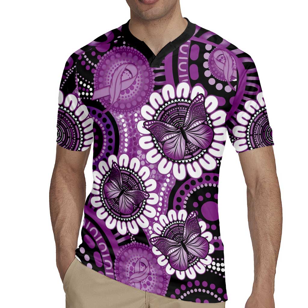 Australia Indigenous Butterflies Personalised Rugby Jersey Lupus Awareness Purple Ribbon Aboriginal Art