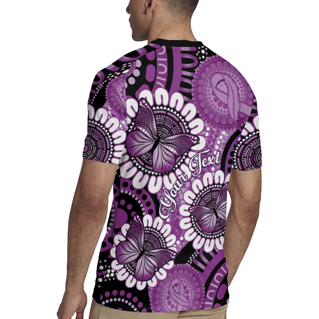 Australia Indigenous Butterflies Personalised Rugby Jersey Lupus Awareness Purple Ribbon Aboriginal Art