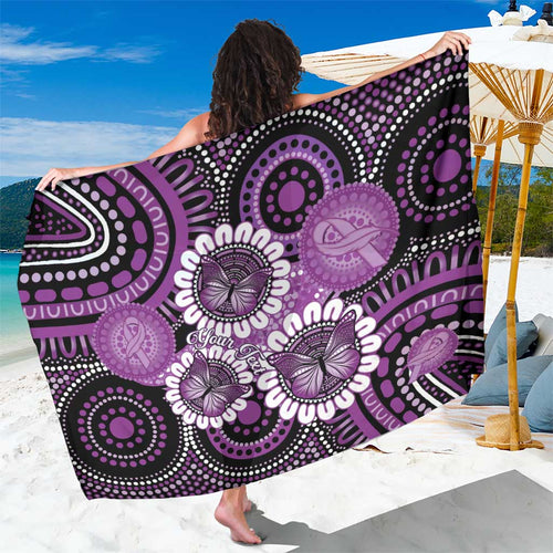 Australia Indigenous Butterflies Personalised Sarong Lupus Awareness Purple Ribbon Aboriginal Art