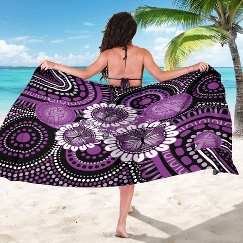 Australia Indigenous Butterflies Personalised Sarong Lupus Awareness Purple Ribbon Aboriginal Art
